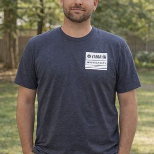 Yamaha T-Shirt Mens 2XL Navy Blue Heather Graphic Logo Motorsports Crew